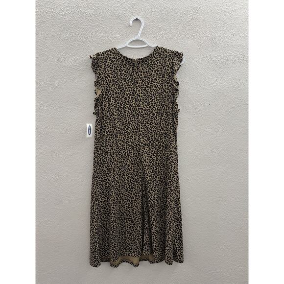 Old Navy Womens Dress Size Large Brown Animal Print Cap Ruffle Sleeve NWT - Picture 6 of 10